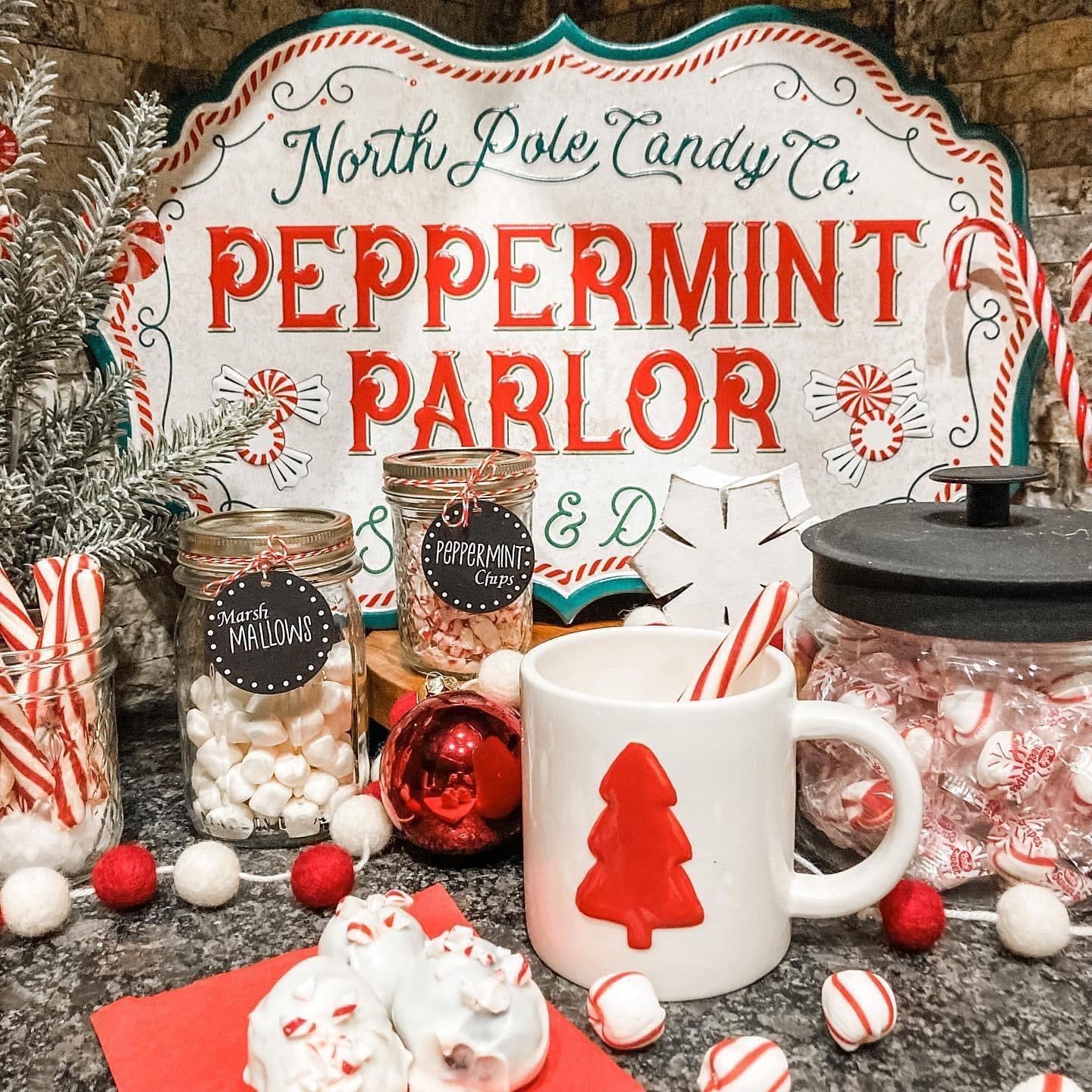 North Pole Peppermint Metal Sign