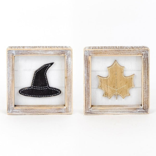 Witch Hat/Autumn Leaf Reversible Sign