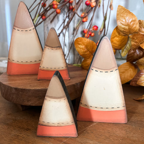 Wooden Candy Corn Sitters - Set of 2