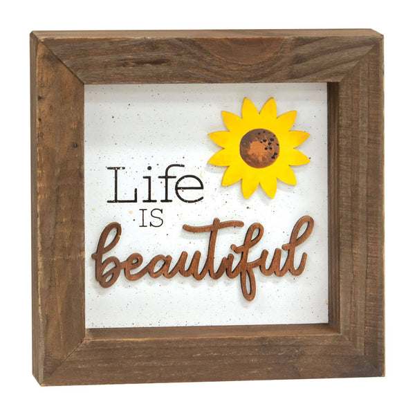 Life Is Beautiful Sunflower Shadowbox Frame
