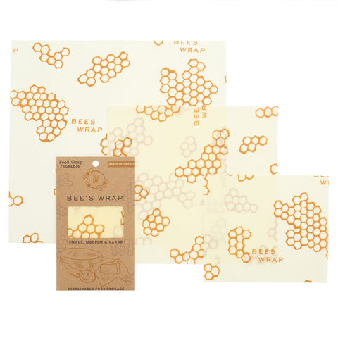 Bee's Wrap - Assorted pack of 3 in Honeycomb Print