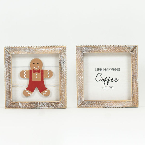Gingerbread Man/Coffee Helps Reversible Sign