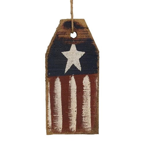 Rustic Wood American Flag Tag