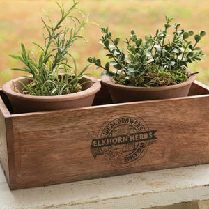Rustic Herb Planter with Two Handmade Terra Cotta Pots