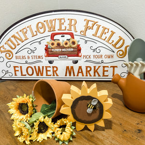 Sunflower Fields Distressed Metal Arch Sign