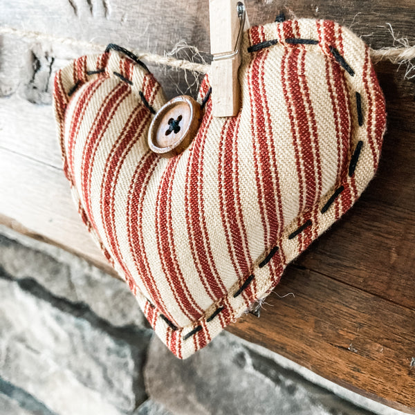 Fabric Hearts - set of six